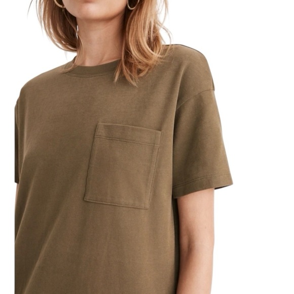 Madewell Oversized Pocket Tee Dress Sueded Cotton in Kale Style NB470 Size Large - Picture 2 of 9